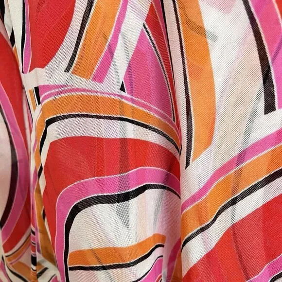 Madison Fashion Top Sz L Geo Print Multicolor Long Sleeves Round Neck Shirt New - Picture 7 of 14